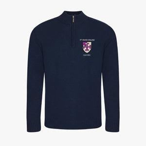 OUTLET St Cross College Regenerated Cotton 1/4 Zip Sweater Navy XS