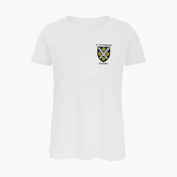 Load image into Gallery viewer, St Catherine&#39;s College Ladies Organic Embroidered T-Shirt
