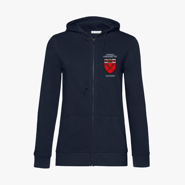 Load image into Gallery viewer, Harris Manchester College Ladies Organic Embroidered Zip Hoodie