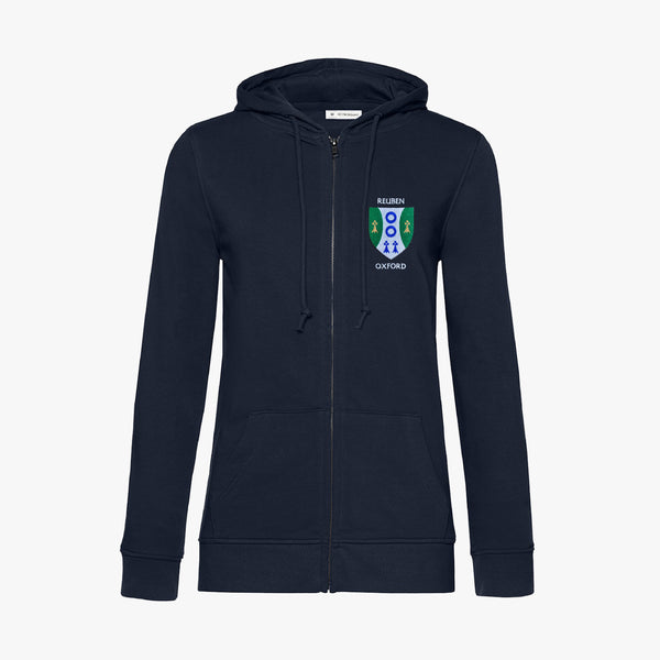 Load image into Gallery viewer, Reuben College Ladies Organic Embroidered Zip Hoodie