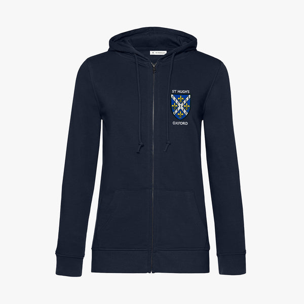 Load image into Gallery viewer, St Hugh&#39;s College Ladies Organic Embroidered Zip Hoodie
