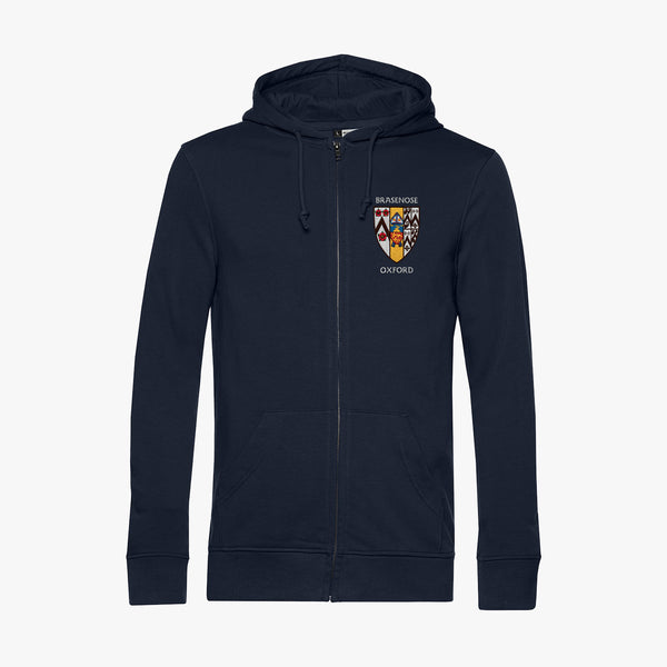 Load image into Gallery viewer, Brasenose College Men&#39;s Organic Embroidered Zip Hoodie
