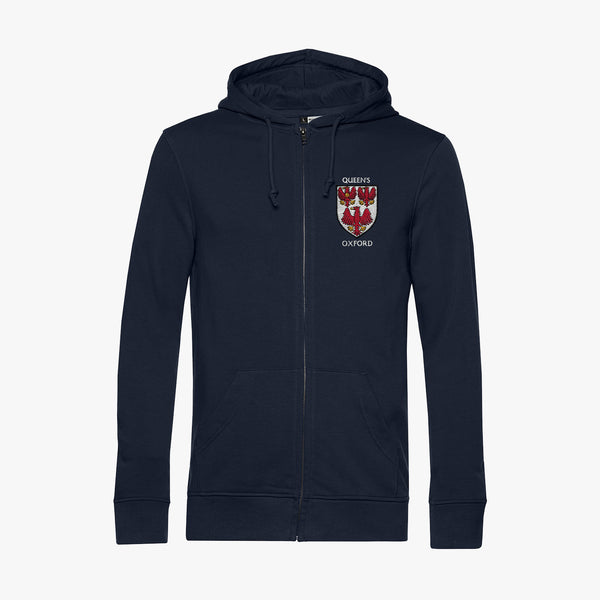 Load image into Gallery viewer, The Queen's College Men's Organic Embroidered Zip Hoodie