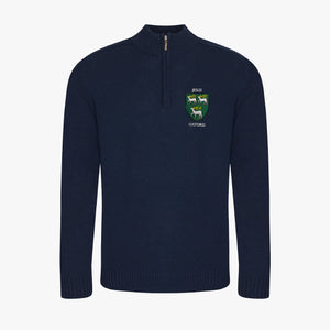 OUTLET Jesus College Regenerated Cotton 1/4 Zip Sweater Navy Large