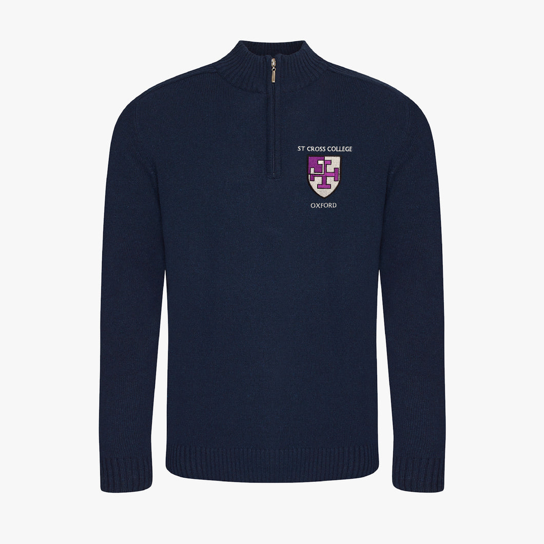 OUTLET St Cross College Regenerated Cotton 1/4 Zip Sweater Navy XS