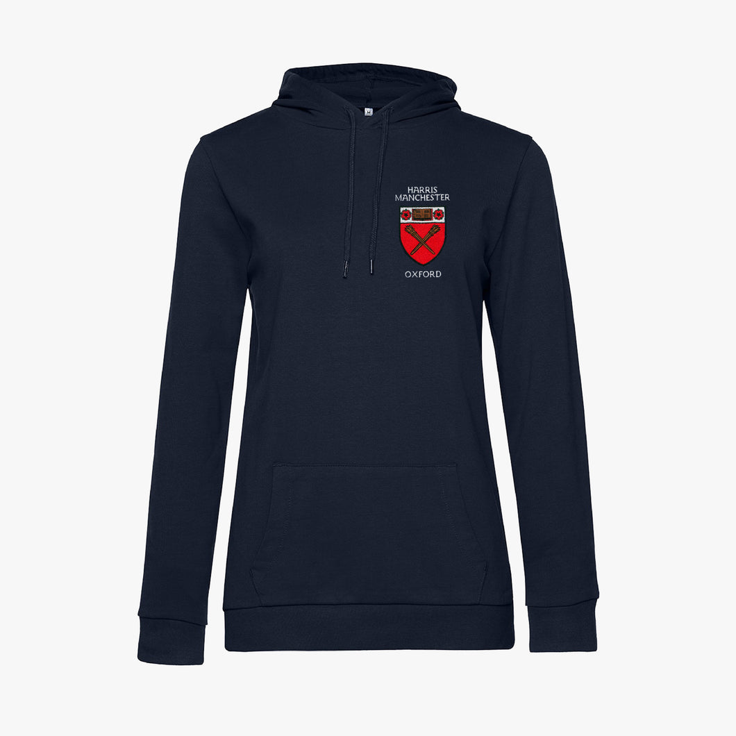 OUTLET Harris Manchester College Ladies Organic Embroidered Hoodie Navy Medium