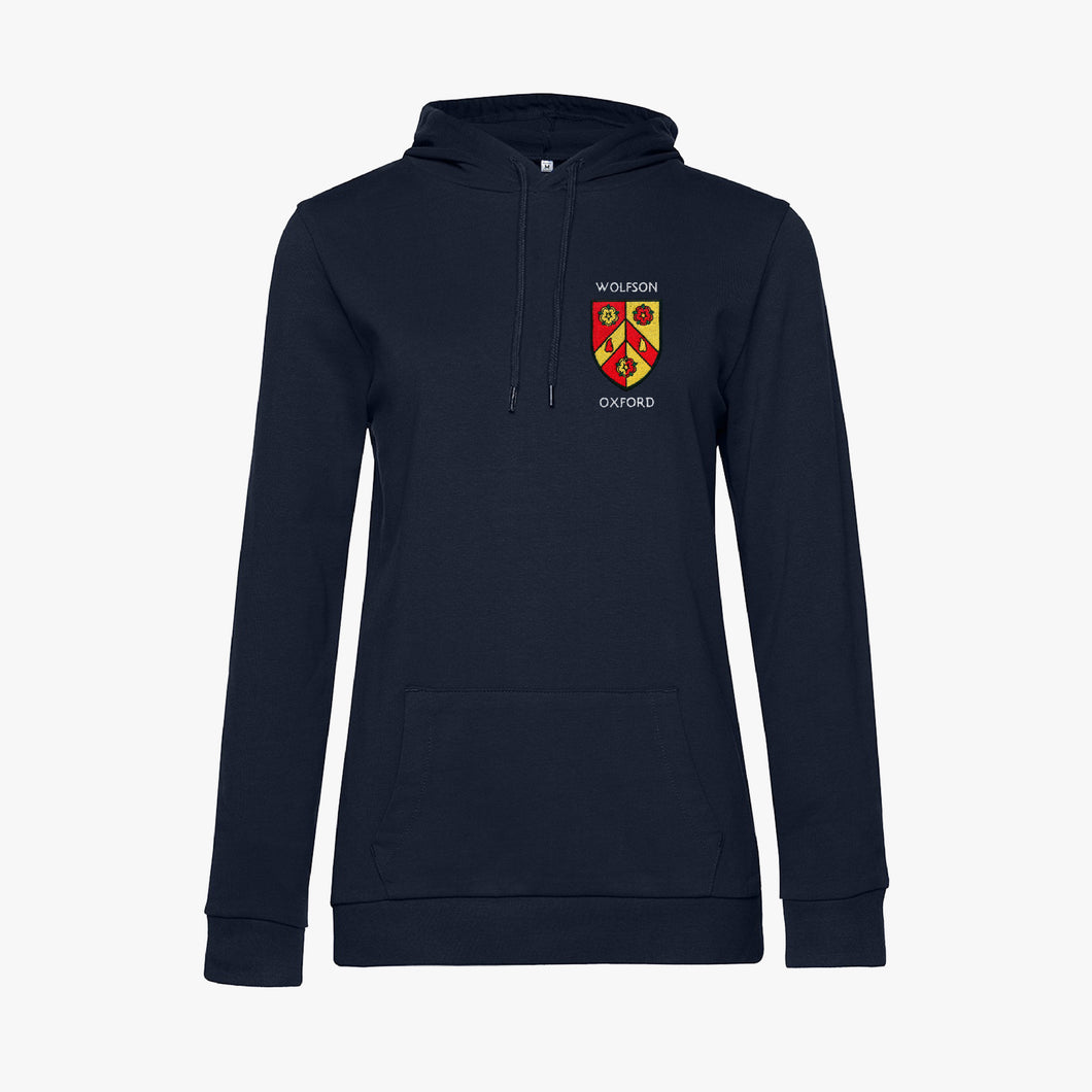 OUTLET Wolfson College Ladies Organic Embroidered Hoodie Navy Small