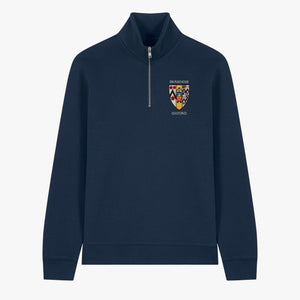Brasenose College Unisex Organic Cotton 1/4 Zip Sweatshirt