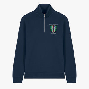 OUTLET Green Templeton College Unisex Organic Cotton 1/4 Zip Sweatshirt Navy Large