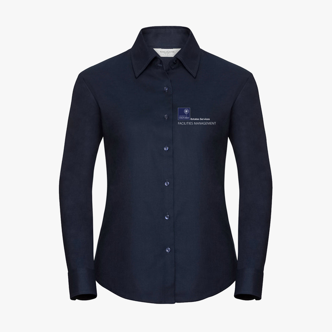 FM06 Estates Services Ladies Long Sleeved Tailored Oxford Shirt