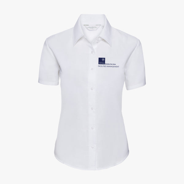 Load image into Gallery viewer, FM08 Estates Services Ladies Short Sleeved Tailored Oxford Shirt
