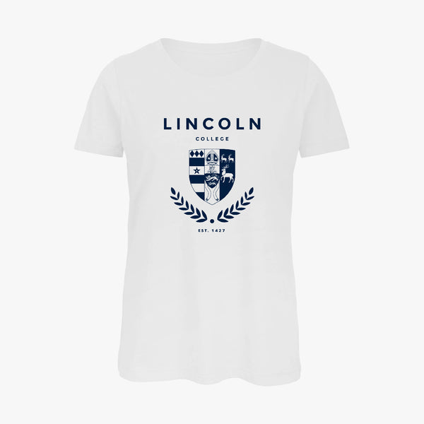Load image into Gallery viewer, Lincoln College Ladies Organic Laurel T-Shirt
