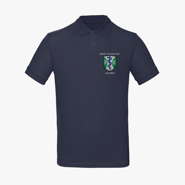 Load image into Gallery viewer, Green Templeton College Men&#39;s Organic Embroidered Polo Shirt
