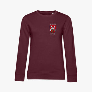 OUTLET St Anne's College Ladies Organic Embroidered Sweatshirt Burgundy Small