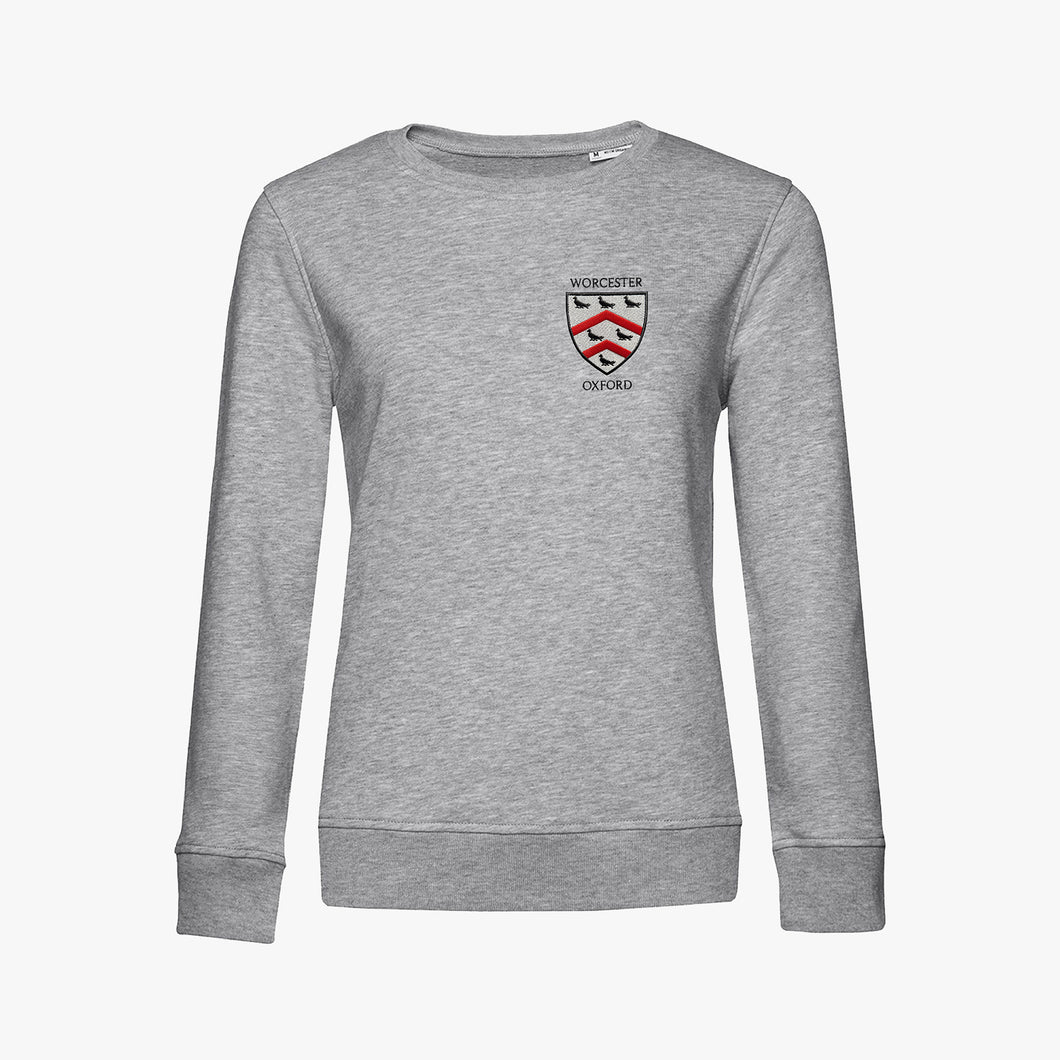 OUTLET Worcester College Ladies Organic Embroidered Sweatshirt Heather Grey Large
