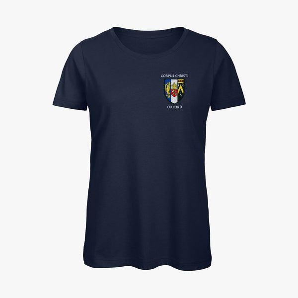 Load image into Gallery viewer, Corpus Christi College Ladies Organic Embroidered T-Shirt
