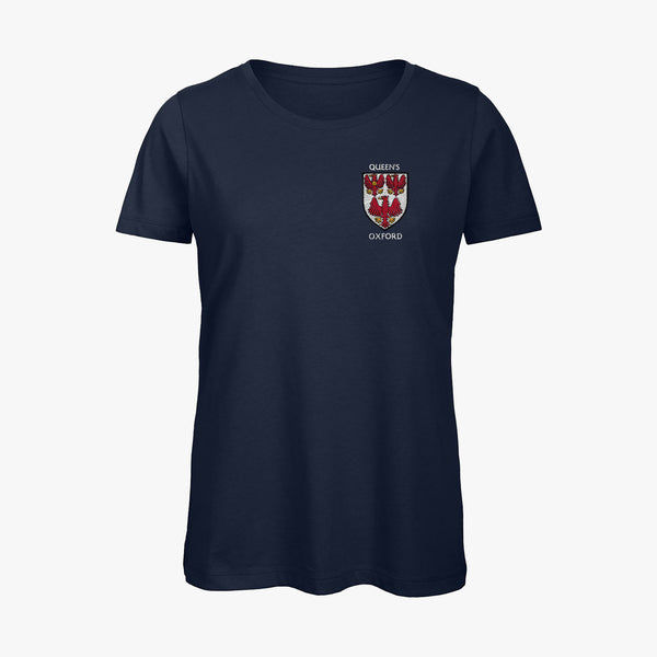 Load image into Gallery viewer, The Queen&#39;s College Ladies Organic Embroidered T-Shirt

