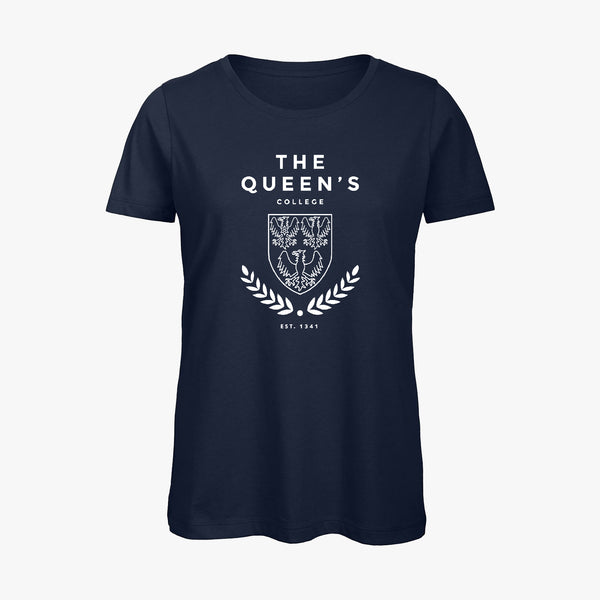 Load image into Gallery viewer, The Queen&#39;s College Ladies Organic Laurel T-Shirt
