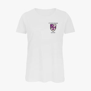St Cross College Ladies Organic Embroidered T-Shirt