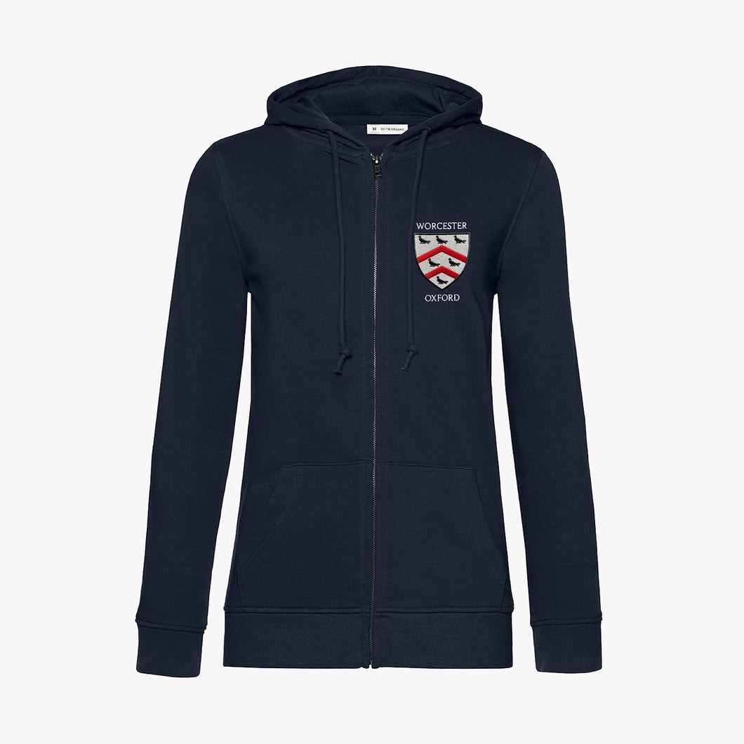 Worcester College Ladies Organic Embroidered Zip Hoodie