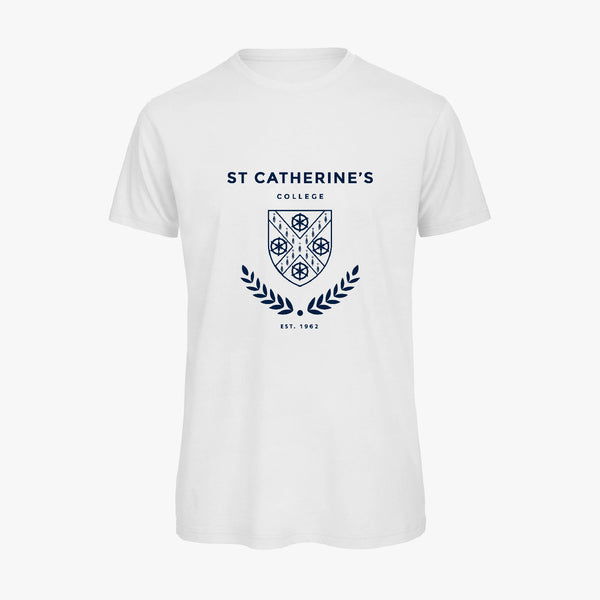 Load image into Gallery viewer, St Catherine&#39;s College Men&#39;s Organic Laurel T-Shirt
