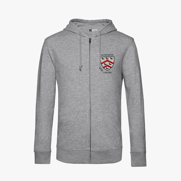 Load image into Gallery viewer, Worcester College Men&#39;s Organic Embroidered Zip Hoodie
