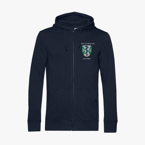 Load image into Gallery viewer, Green Templeton College Men&#39;s Organic Embroidered Zip Hoodie
