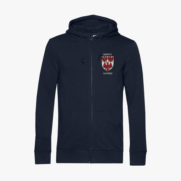 Load image into Gallery viewer, The Queen&#39;s College Men&#39;s Organic Embroidered Zip Hoodie
