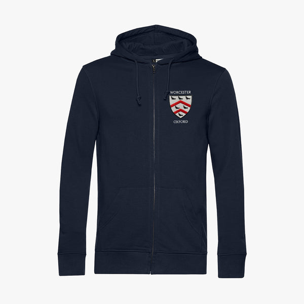 Load image into Gallery viewer, Worcester College Men&#39;s Organic Embroidered Zip Hoodie
