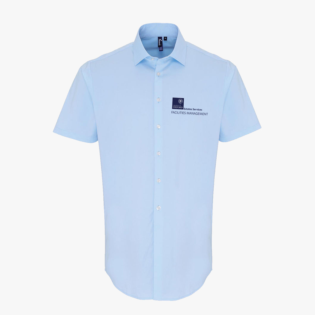 FM15 Estates Services Men's Stretch Fit Poplin Short Sleeved Shirt