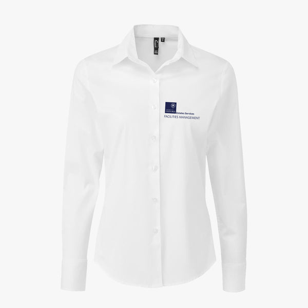 Load image into Gallery viewer, FM14 Estates Services Ladies Stretch Fit Poplin Long Sleeved Shirt
