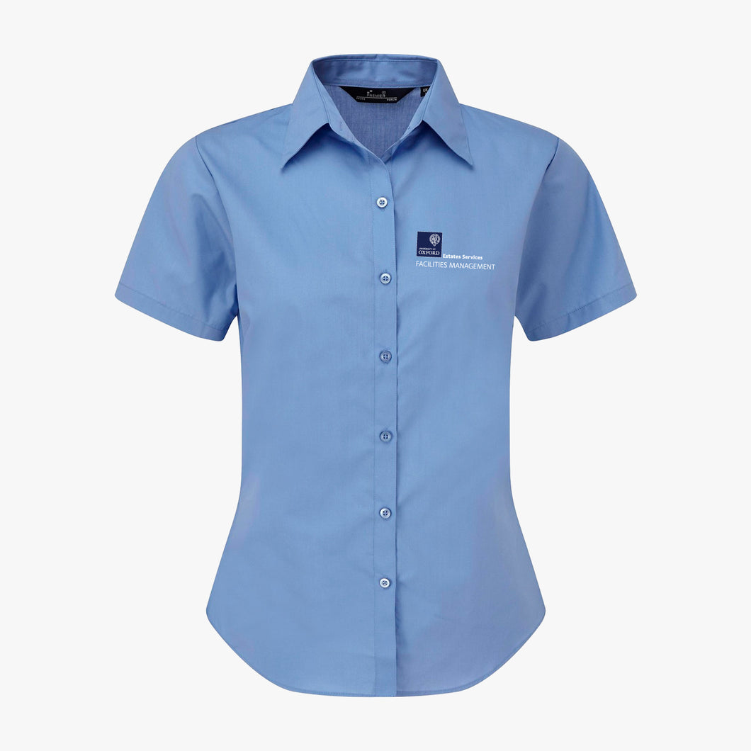 FM04 Estates Services Ladies Poplin Short Sleeved Shirt