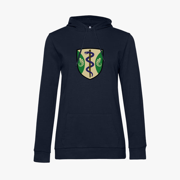 Load image into Gallery viewer, Ladies Oxford College Arms Organic Printed Hoodie
